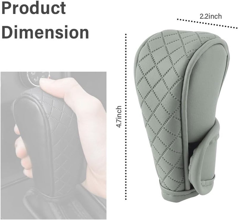 Stacool Leather Gear Shift Cover Diamond Embroidery Design,Durable Shift Knob Cover for Shift Lever Protection,Universal Car Gear Shift Cover Car Decorative Accessory Suitable for Cars,Trucks,SUVs (Gray) - Image 2